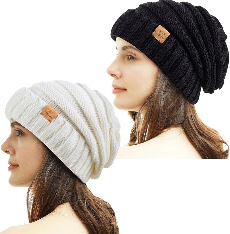 PAGE ONE Womens Winter Beanie Warm Cable Knit Hat Style Stretch Trendy Ribbed Chunky Cap - Image 1